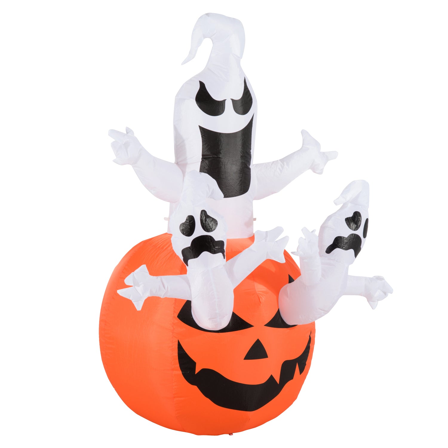 Oppustelig Halloween Dekorationsfigur Med Græskarspøgelse Og Led Belysning, Polyester, 120x120x180cm Black Friday Arkswift Tilbud