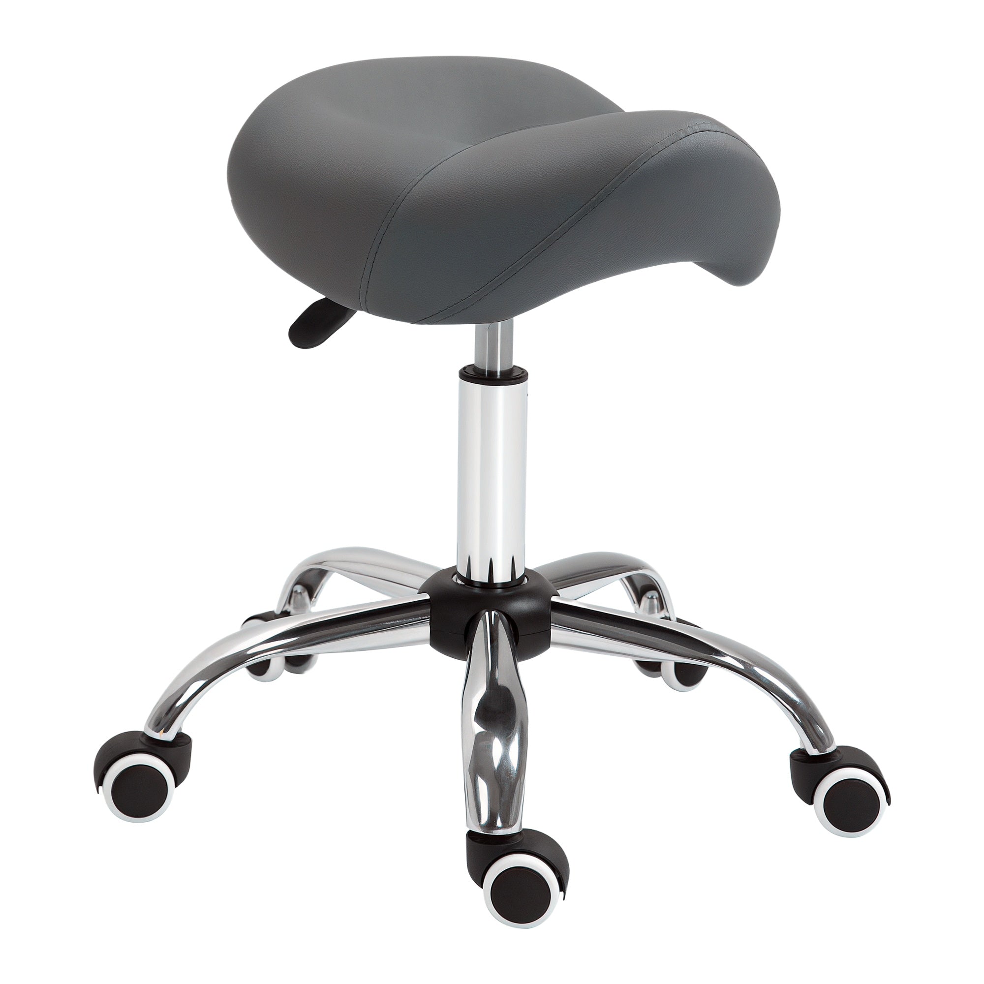Rulletabur, Sadelformet Sæde, Højdejusterbart, 360â° Drejeligt, Kunstlæder, Mørkegrå, 53 X 52 X 49 61 Cm Black Friday Arkswift Tilbud