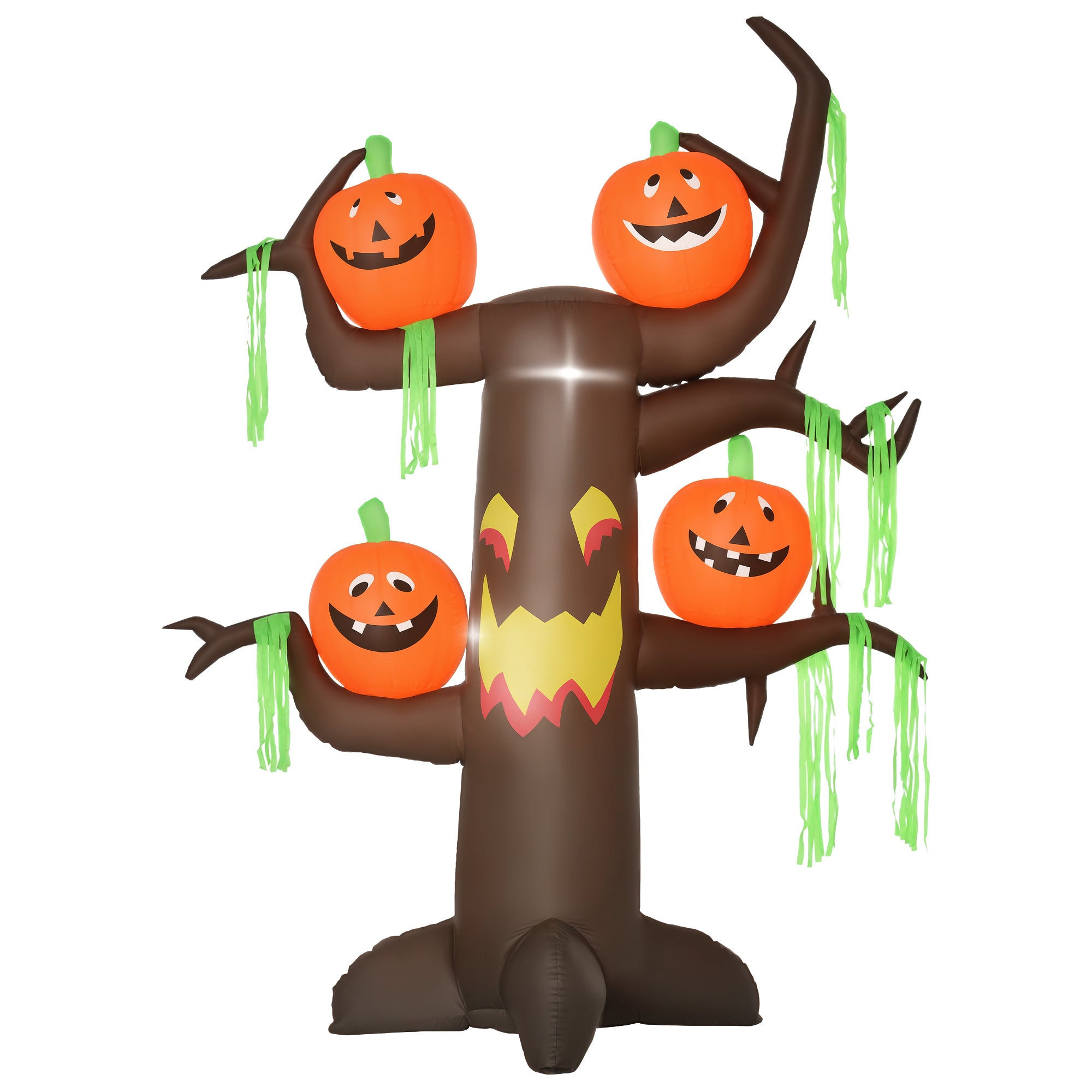 Oppustelig Halloween Dekorationsfigur Med Hjemsøgt Træ Og Græskar, Med Led Belysning, Polyester, 180x80x240cm Black Friday Arkswift Tilbud
