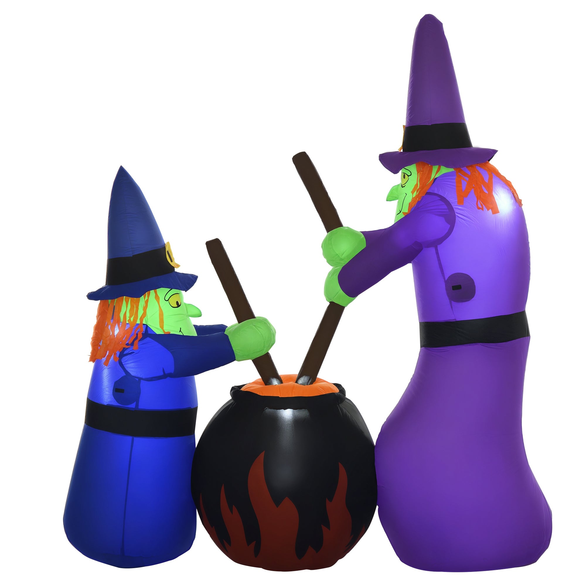 Oppustelig Heksekedelfigur, Halloween Dekoration Med Led Belysning, Polyester, 170x60x180cm Black Friday Arkswift Tilbud