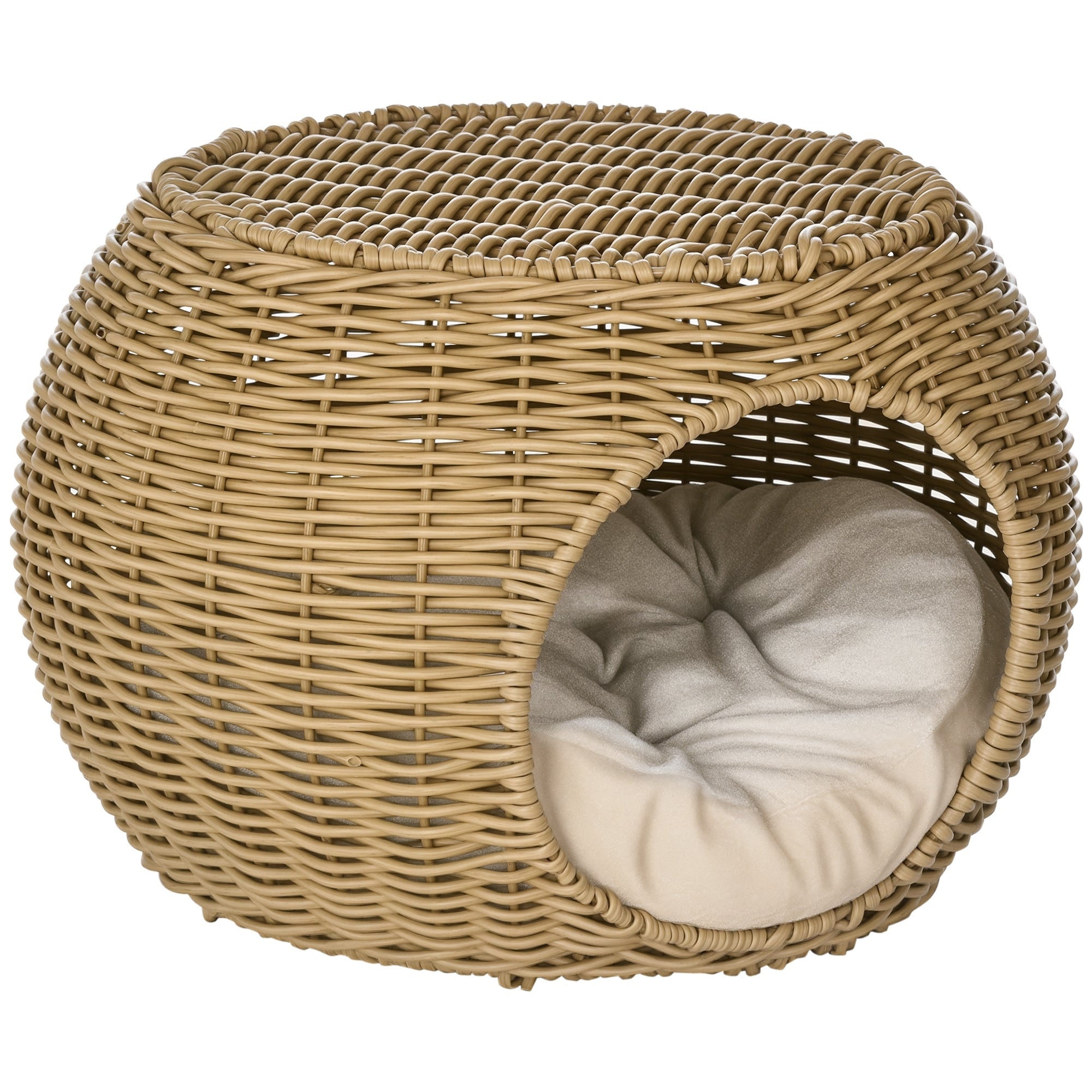 Rattan Kattekurv, Katteseng I To Niveauer, Kattekurv Med Hynde, Hoveddør Til Katte Under 3,5 Kg, ø40 X 30 Cm Black Friday Arkswift Tilbud